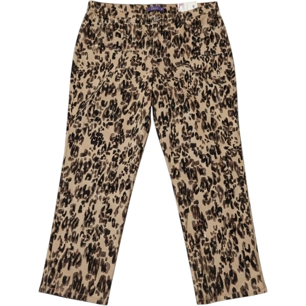 Gloria Vanderbilt Amanda Jeans Women 20W Brown Leopard Print NWT Straight Leg